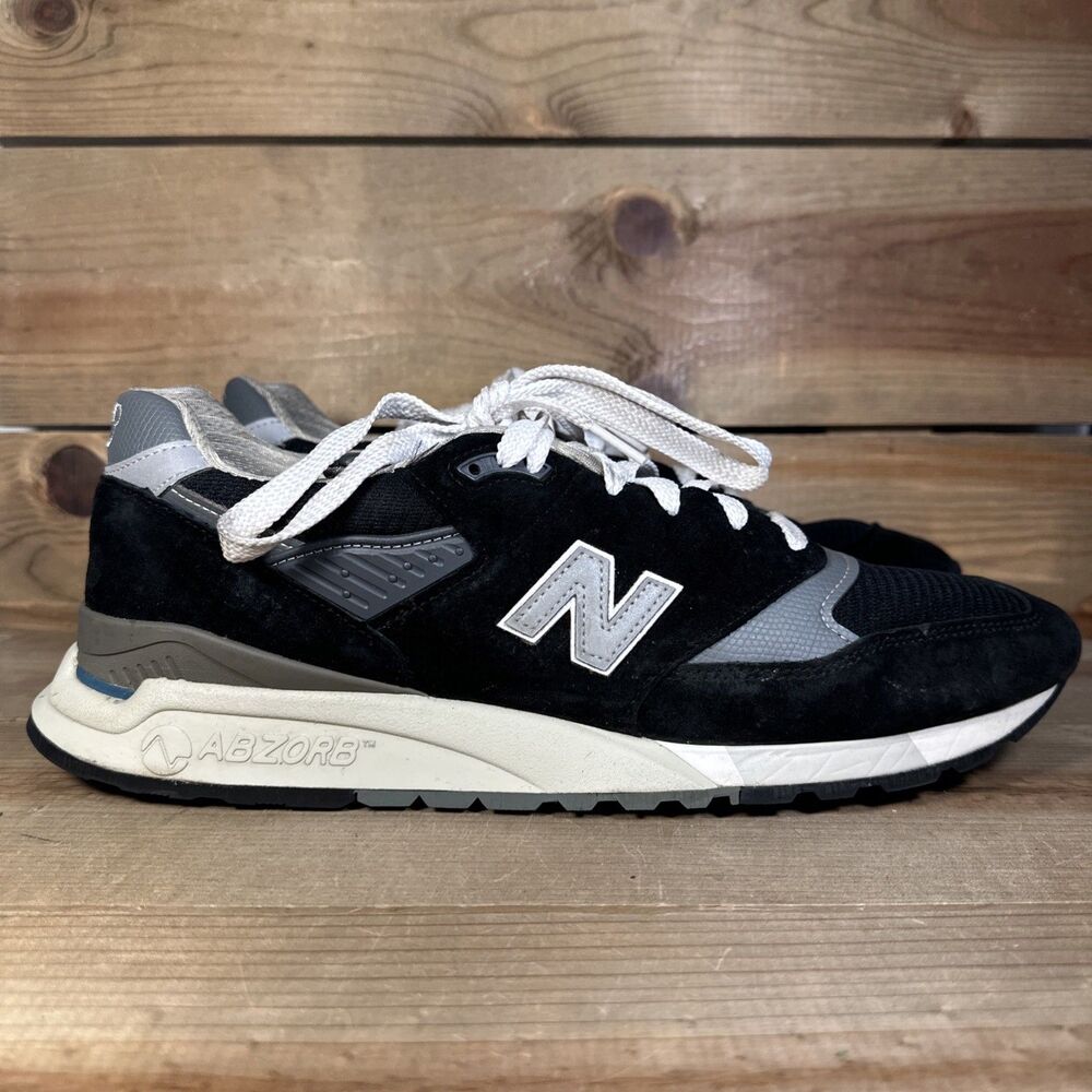 Men’s Size 14 New Balance 998 Black Silver Made in USA Low Top Sneakers U998BL